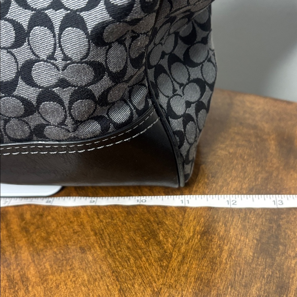Coach Signature Canvas Shoulder Bag in Black and Gray - Picture 11 of 16